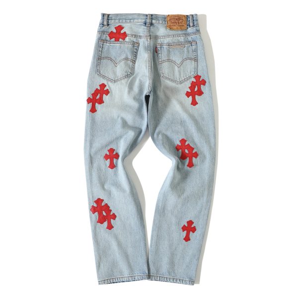 Chrome Hearts Red Patch Flared Jeans