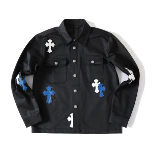 Chrome Hearts Navy Carpenters Blue and White Crosses Jacket