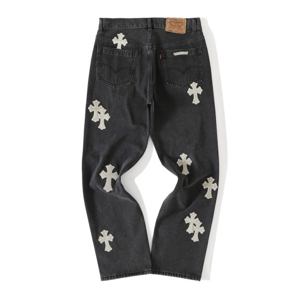 Chrome Hearts Cross Patch Jeans Black White